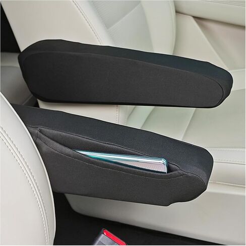 Ofband 2PCS ARM REST COVER للسيارة مع الجيب الجانبي ، وغطاء ذراع قماشية القماش القابل للتنفس لحماية مسند الذراع ، وجميع الفصول غطاء مسند الذراع الناعم للسيارة العالمية للملحقات الداخلية (أسود) in Saudi Arabia
