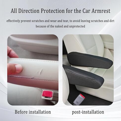 Ofband 2PCS ARM REST COVER للسيارة مع الجيب الجانبي ، وغطاء ذراع قماشية القماش القابل للتنفس لحماية مسند الذراع ، وجميع الفصول غطاء مسند الذراع الناعم للسيارة العالمية للملحقات الداخلية (أسود) in Saudi Arabia