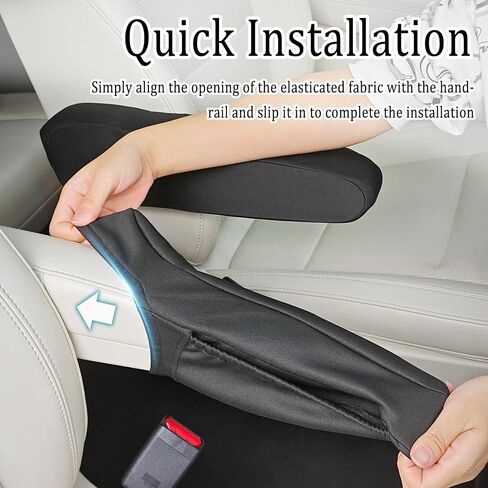 Ofband 2PCS ARM REST COVER للسيارة مع الجيب الجانبي ، وغطاء ذراع قماشية القماش القابل للتنفس لحماية مسند الذراع ، وجميع الفصول غطاء مسند الذراع الناعم للسيارة العالمية للملحقات الداخلية (أسود) in Saudi Arabia