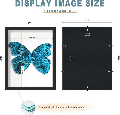 Picrit 8.5x11 Shadow Box Frame, Display Case Box with High Definition Real Glass and Black Back for Memorabilia, Baby Items, Wedding Memories, Crafts, Tickets and Photos, Black in Kuwait