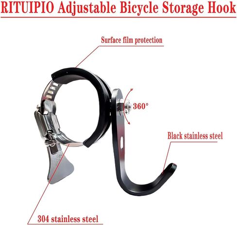 Adjustable Handlebar Hook Mount, Universal Pole Storage Hook, Black Metal Clamp Design (Single, 2pcs) in Saudi Arabia