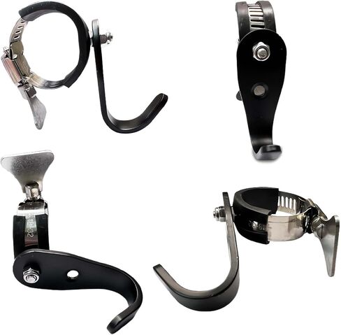 Adjustable Handlebar Hook Mount, Universal Pole Storage Hook, Black Metal Clamp Design (Single, 2pcs) in Saudi Arabia