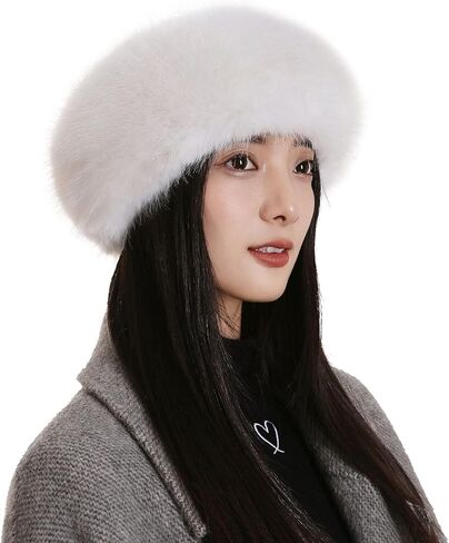 Women's Faux Fur Headband with Stretch Earwarmer, Winter ski Headband in Kuwait
