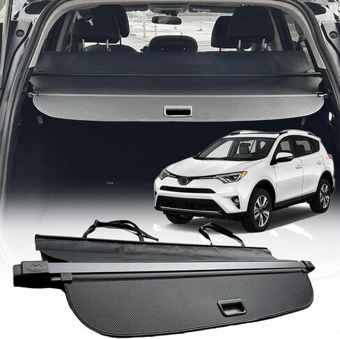 لغطاء الحمولة Toyota RAV4 2019-2024، غطاء الحمولة لملحقات Toyota RAV4 2019 2020 2021 2022 2023 2024 غطاء حماية أمان صندوق السيارة الخلفي (نسيج ألياف الكربون) in Kuwait