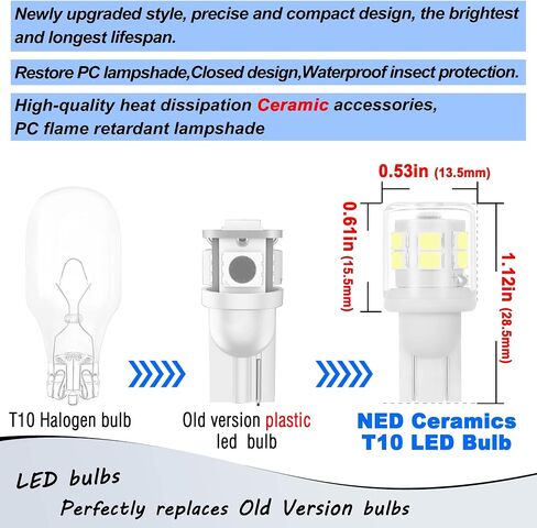 194 LED License Plate Light Bulbs 6000K White Super Bright T10 168 2825 W5W LED Bulbs Replacement for Car Interior Dome Map Door Courtesy Lights, AC/DC 12-24 Volt, 2 Pack in Saudi Arabia
