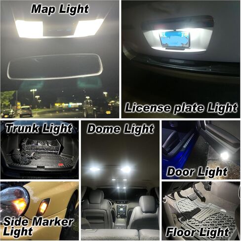 194 LED License Plate Light Bulbs 6000K White Super Bright T10 168 2825 W5W LED Bulbs Replacement for Car Interior Dome Map Door Courtesy Lights, AC/DC 12-24 Volt, 2 Pack in Saudi Arabia