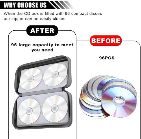 CAR CD DVD CASE - 96 COURTER DVD DISC STORAGE Binder Wallet - حامل CAT COD البلاستيكي الصلب المحمول - منظم CD/DVD SHIPPER للسفر المنزلي للسيارة (PINK) in Kuwait