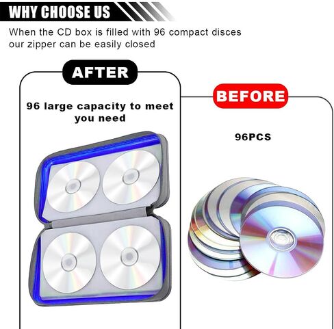 CAR CD DVD CASE - 96 COURTER DVD DISC STORAGE Binder Wallet - حامل CAT COD البلاستيكي الصلب المحمول - منظم CD/DVD SHIPPER للسفر المنزلي للسيارة (PINK) in Kuwait