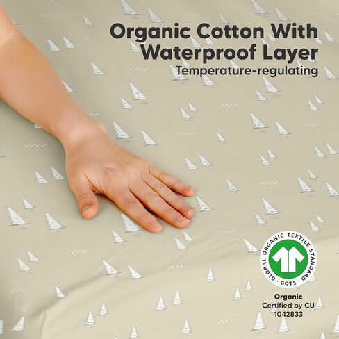 2-Pack Pack and Play Sheets, Waterproof Mini Crib Sheets Fitted - Organic Cotton Pack N Play Sheets for Graco Pack and Play Mattress, Playard Baby Crib Sheets, Neutral for Boy,Girl,Toddler (KeaSafari) in Kuwait