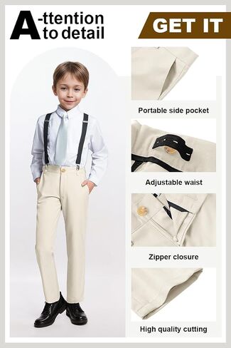 Boys Adjustable Waist Relaxed Fit Pant Toddler Boy School Uniform Dress Pants in Saudi Arabia