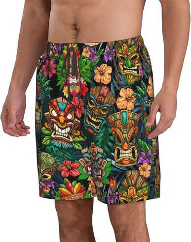 زهرة استوائية فلامنغو رجال سباحة سروال شورت شورت جاف جاف شورت السباحة بدلات السباحة مع جيوب بطانة الشبكات in Kuwait