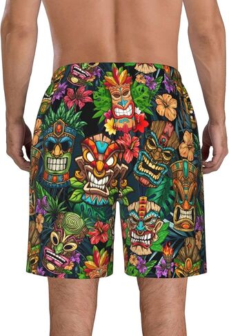 زهرة استوائية فلامنغو رجال سباحة سروال شورت شورت جاف جاف شورت السباحة بدلات السباحة مع جيوب بطانة الشبكات in Kuwait