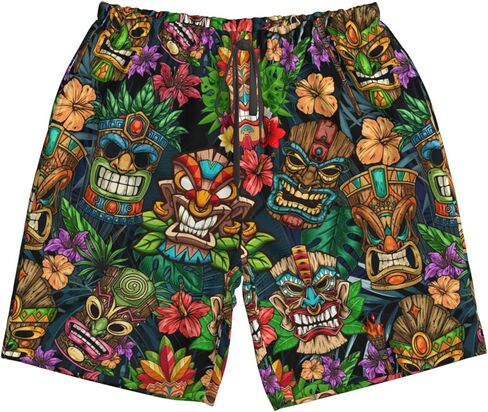 زهرة استوائية فلامنغو رجال سباحة سروال شورت شورت جاف جاف شورت السباحة بدلات السباحة مع جيوب بطانة الشبكات in Kuwait