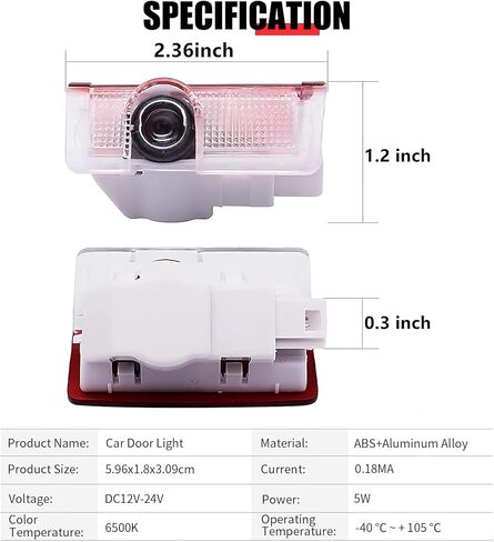 جهاز عرض شعار ضوء باب السيارة متوافق مع LS es هو LX RX GS GX RC UX ، 4pcs LED Puddle Light Lighted Super Bright Shadow Light in Saudi Arabia