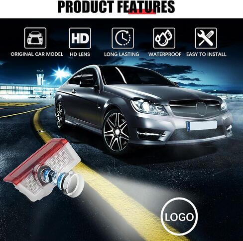 جهاز عرض شعار ضوء باب السيارة متوافق مع LS es هو LX RX GS GX RC UX ، 4pcs LED Puddle Light Lighted Super Bright Shadow Light in Saudi Arabia