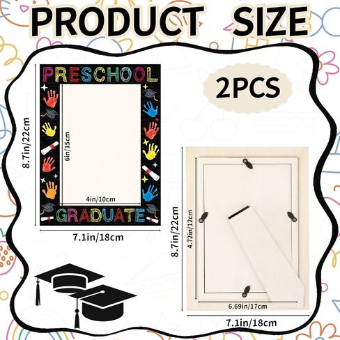 Denylo Pro 2 PCS التخرج ما قبل المدرسة ، إطار صورة تهنئة التخرج ، إطار التخرج ، التخرج من مرحلة ما قبل المدرسة ، هدايا لطلاب Prek ، الابنة الابنة in Kuwait