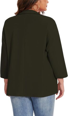 MINTLIMIT Womens Plus Size Blazer 3/4 Sleeve Notch Lapel Casual Work Blazers One Button Open Front Pockets Jackets (XL-5XL) in Saudi Arabia