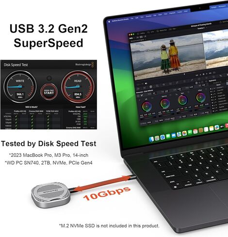 QWIIZLAB Magnetic 2230 NVMe SSD Enclosure, Magsafe for iPhone 16/15 Pro Max ProRes, 10Gbps USB Type-C, 100W PD Charge, Fits PCIe M.2 M-Key up to 2TB, Aluminum Case, Compatible with iPad Air/Pro Mac in Kuwait