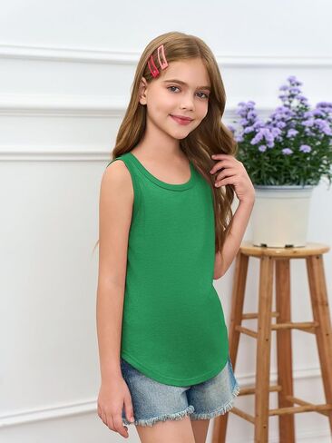 Haloumoning Girls Tank Tops Kids Summer Crewneck Dancerts Dancewear 5-14 Years in Saudi Arabia