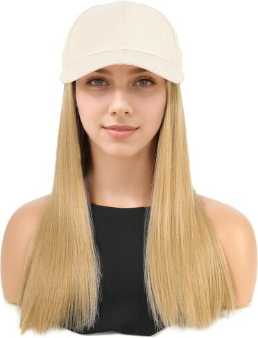 Women Baseball Cap Wig Long Straight Extension Hats Attached Adjusted Hairstyle for Ladies Girls in Saudi Arabia