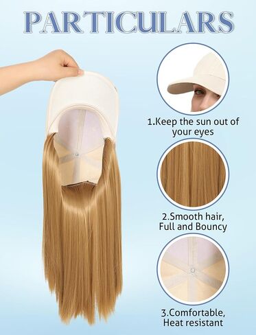 Women Baseball Cap Wig Long Straight Extension Hats Attached Adjusted Hairstyle for Ladies Girls in Saudi Arabia