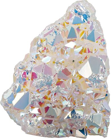 Sportmusies Titanium Coated Rock Crystal Cluster Specimen Home Office Decoration, Irregular-Shaped Quartz Cluster Stone for Reiki Healing Meditation, Blue in Saudi Arabia