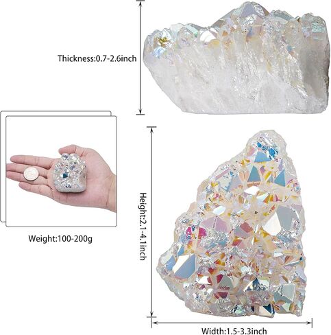 Sportmusies Titanium Coated Rock Crystal Cluster Specimen Home Office Decoration, Irregular-Shaped Quartz Cluster Stone for Reiki Healing Meditation, Blue in Saudi Arabia