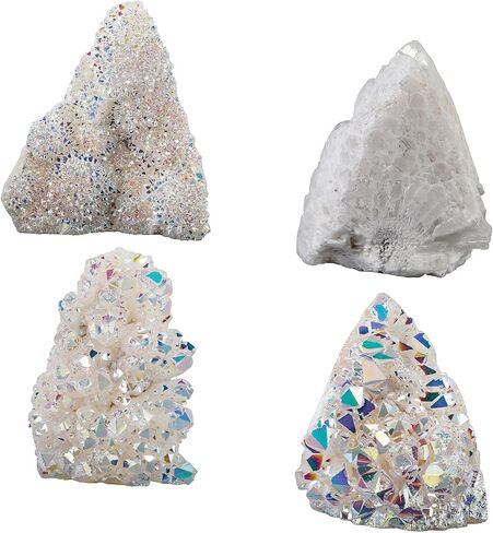 Sportmusies Titanium Coated Rock Crystal Cluster Specimen Home Office Decoration, Irregular-Shaped Quartz Cluster Stone for Reiki Healing Meditation, Blue in Saudi Arabia