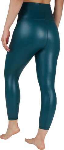 90 Degree By Reflex Super High Waist High Shine Faux Leather Fleece Lined Elastic Free Ankle Leggings in Saudi Arabia