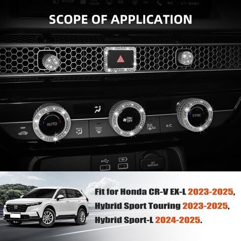 بالنسبة إلى Honda CRV CR-V EX LX Hybrid Sport Sport Pling Cute Associors Excessory 2025 2024 2023 ، مقابض حجم التيار المتردد ، منفذ تنفيس الهواء ، غطاء نوبة العتاد ، أغطية حلقة زر إيقاف التوقف ، الكروم ، الفضة ، 14 مساءً in Kuwait