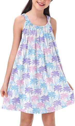 Remimi Girls Hawaiian Sleeveless Dresses Summer Beach Sundress 4th of July Tank Dress 5-14 Years in Saudi Arabia