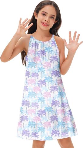 Remimi Girls Hawaiian Sleeveless Dresses Summer Beach Sundress 4th of July Tank Dress 5-14 Years in Saudi Arabia