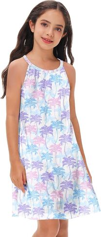 Remimi Girls Hawaiian Sleeveless Dresses Summer Beach Sundress 4th of July Tank Dress 5-14 Years in Saudi Arabia