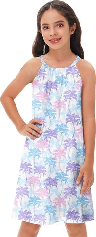 Remimi Girls Hawaiian Sleeveless Dresses Summer Beach Sundress 4th of July Tank Dress 5-14 Years in Saudi Arabia