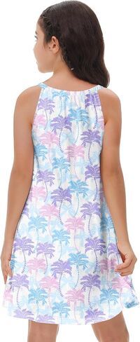 Remimi Girls Hawaiian Sleeveless Dresses Summer Beach Sundress 4th of July Tank Dress 5-14 Years in Saudi Arabia