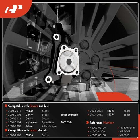 A-Premium Rear Left Suspension Steering Knuckle Compatible with Toyota Camry 2002-2011, Avalon 2005-2012, Solara 2004-2008 & Lexus ES350 2007-2012, ES330 2004-2006, ES300 2002-2003, Driver Side in Kuwait