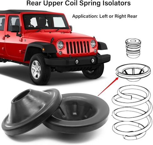 Rear Coil Spring Insulators, Rear Upper Coil Spring Isolators Compatible with 2007-2018 Jeep Wrangler JK JKU, Rubber Insulators, Stock Height, 2 Pcs in Saudi Arabia
