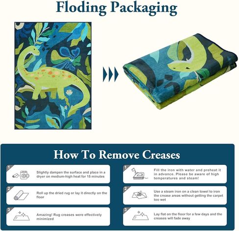 Livebox 5x7 سجادة لغرفة الأطفال ، سجادة ديناصور ناعمة قابلة للغسل لغرفة اللعب ، السجاد الأزرق غير القابل للانزلاق لغسل غرفة النوم ، رمي سجاد حيوانات السجاد لفصل الحضانة (الأزرق ، 5'x7 ') in Kuwait