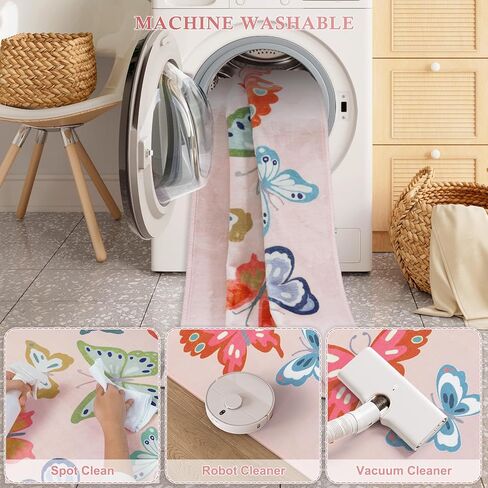 STARUIA Soft Colorful Butterfly Pink Rug for Girls Room, Large 5x7 Area Rugs Washable Kids Rug for Bedroom Women, Baby Nursery Rugs Non Slip Carpet for Kids Room Palyroom Tent Dorm in Kuwait