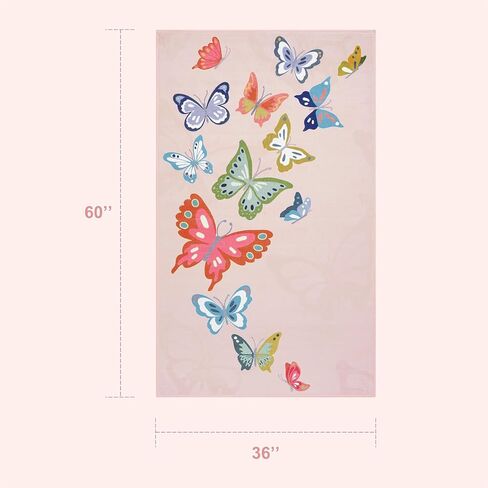 STARUIA Soft Colorful Butterfly Pink Rug for Girls Room, Large 5x7 Area Rugs Washable Kids Rug for Bedroom Women, Baby Nursery Rugs Non Slip Carpet for Kids Room Palyroom Tent Dorm in Kuwait