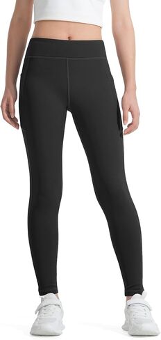BOOPH Girls Fleece Lined Leggings Winter Teens Athletic Running Yoga Pants with Pockets 7-14 Y in Saudi Arabia