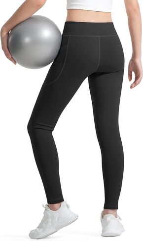 BOOPH Girls Fleece Lined Leggings Winter Teens Athletic Running Yoga Pants with Pockets 7-14 Y in Saudi Arabia