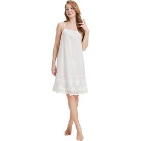 BEAUTELICATE 100% Cotton Full Slip Alencon Lace Petticoat Vintage 1920s Dress Extender
