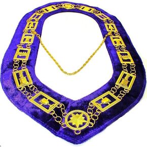 Masonic Regalia OES Order of Star Metal Chain Collar Purple Backing