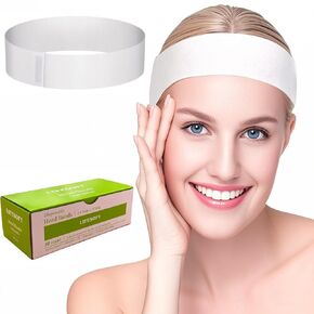 Disposable Facial Spa Headbands Elastic Hair Wrap with Closure Box of 50