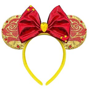 Belle Sequin Rose Beadband مع أقواس Princess Ears للنساء والبالغين