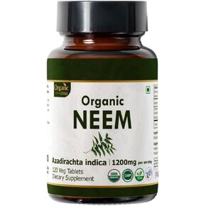 NEEM 120 Tablets | Azadirachta Indica (Neem) | USDA Organic Certified | Healthy Skin and Detox | Organic and Natural 120tab in Kuwait