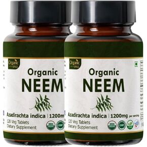 نيم 120 أقراص | Azadirachta indica (neem) | USDA Organic Certified | بشرة صحية وإزالة السموم | العضوية والطبيعية 120TAB