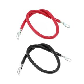 1.64Ft 2 AWG Battery Cable 2AWG Gauge Battery Power Inverter Cables with 3/8 in Lugs Terminal for Automotive Solar Marine Boat RV Car Motorcycle, Black + Red