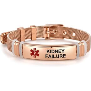 Rose Gold Medical ID Braccelets for Women Men Emergency First Aid Bracelets for Family Friends